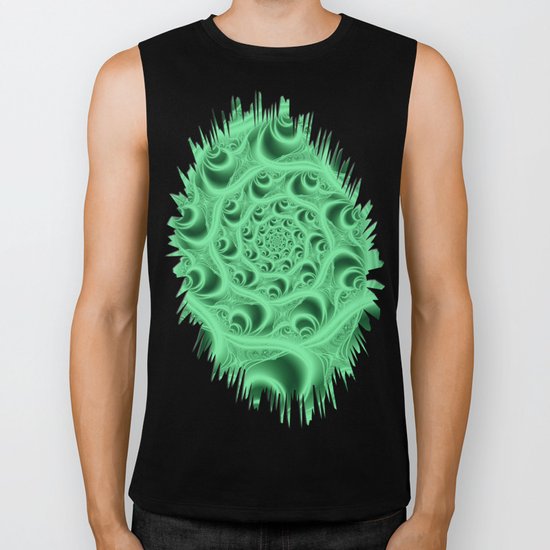 Fractal Web in Flourescent Green Biker Tank