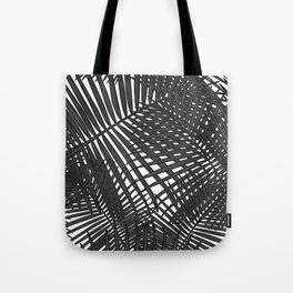 Modern Black and White Palm Leaf Design Tote Bag