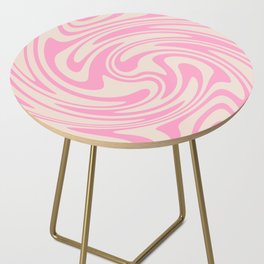 70s Retro Swirl Pink Color Abstract Side Table