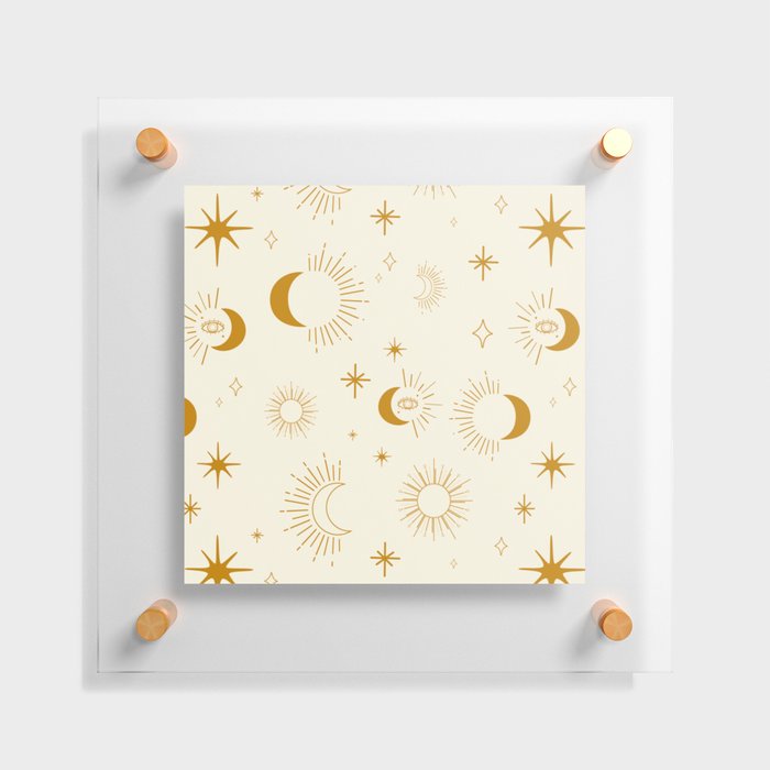 celestial moon and sun pattern i Floating Acrylic Print