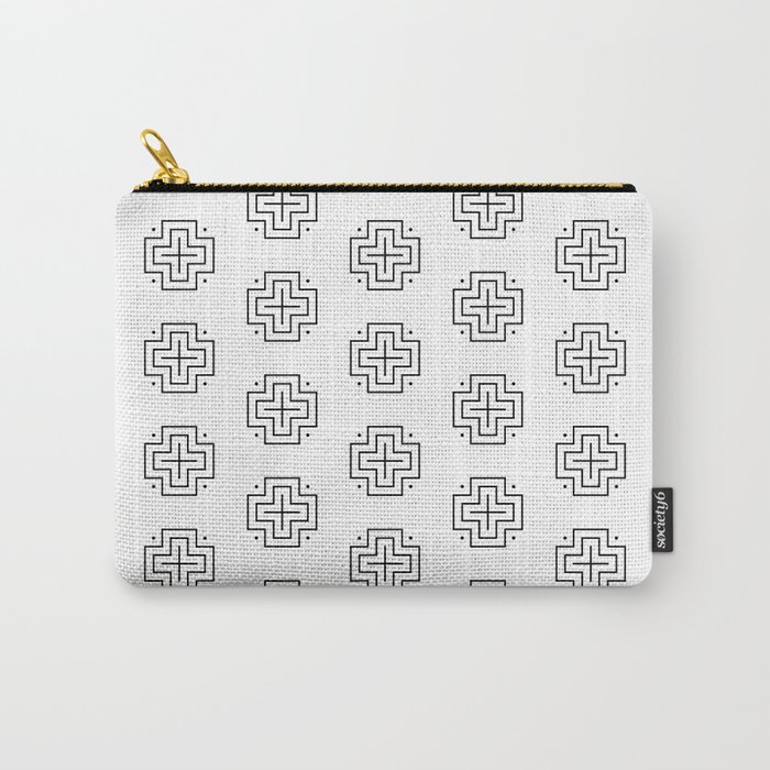 Tribal cross pattern - black and white Carry-All Pouch