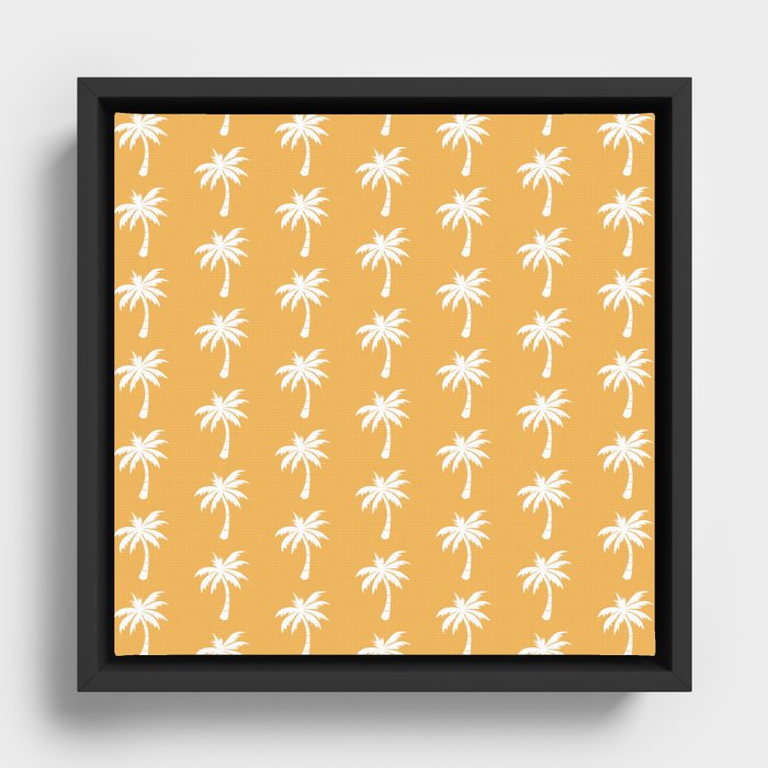 Palm tree pattern - yellow Framed Canvas