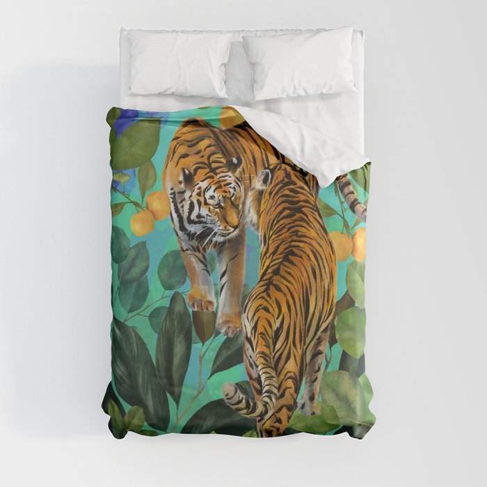 two tigers in the woods Duvet Cover