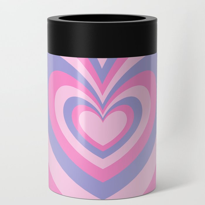Hypnotic 70s Beating Hearts Pink + Violet Can Cooler