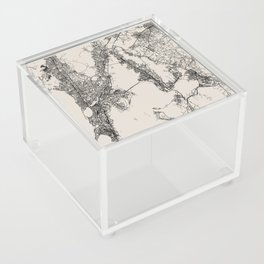 India, Mumbai Map Art Print - Authentic Cartography Acrylic Box