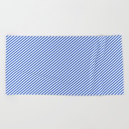 [ Thumbnail: Mint Cream & Royal Blue Colored Lines/Stripes Pattern Beach Towel ]