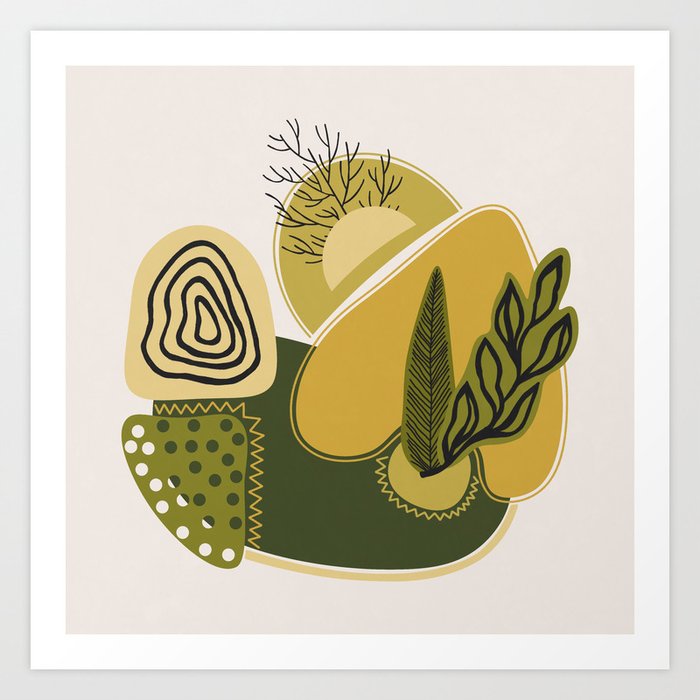 Spring Shapes & Plants Art Print