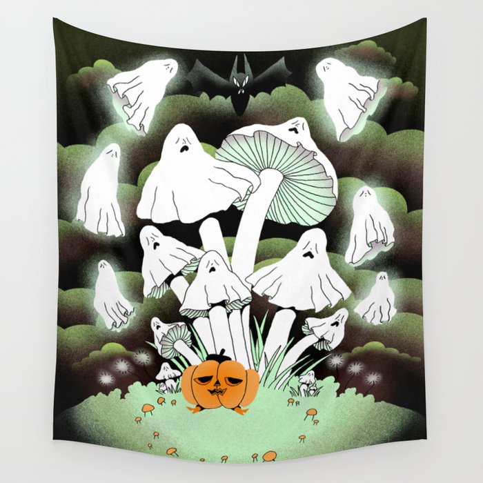 Ghost Mushrooms Wall Tapestry