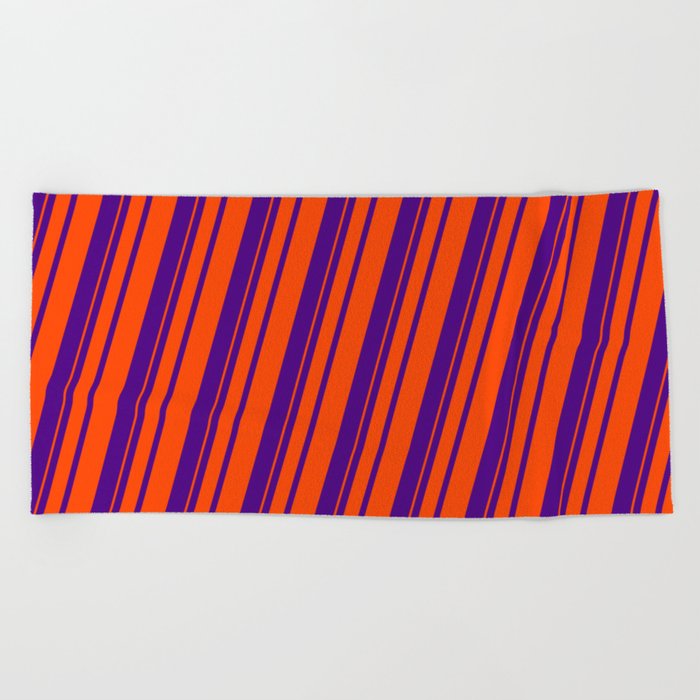 Indigo & Red Colored Pattern of Stripes Beach Towel