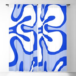Royal Blue Smooth Contours Retro Contemporary Abstract Pattern Blackout Curtain
