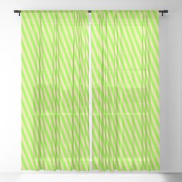 [ Thumbnail: Green & Tan Colored Pattern of Stripes Sheer Curtain ]