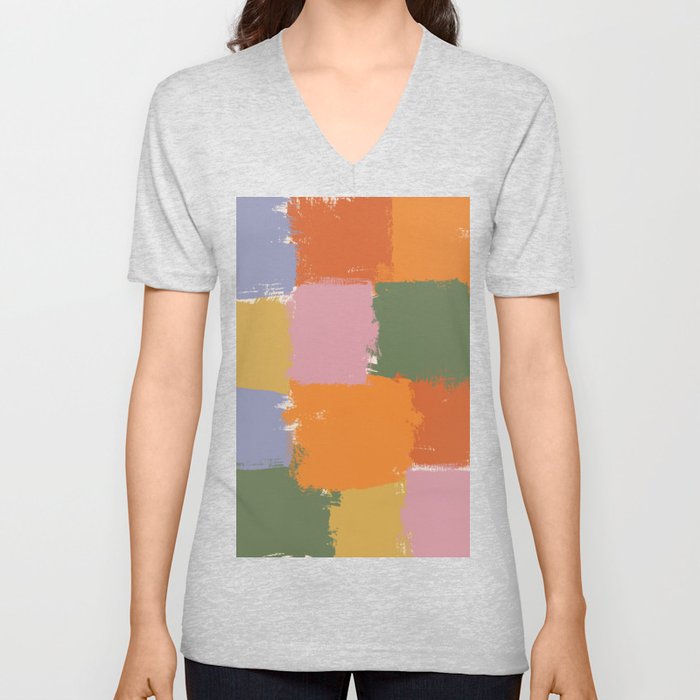 Paint Collage - Pastel V Neck T Shirt