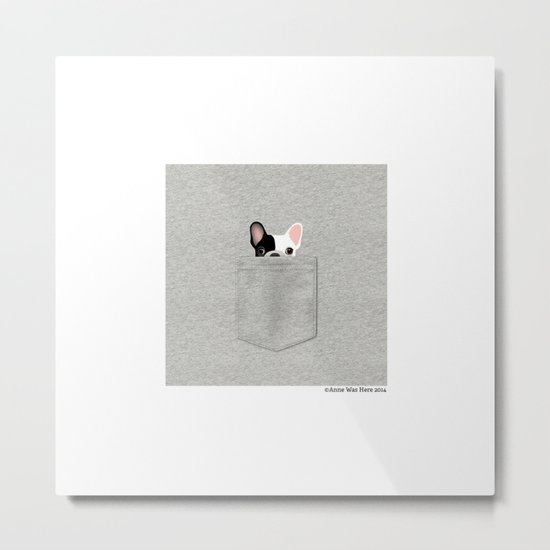 Pocket French Bulldog - Pied Metal Print