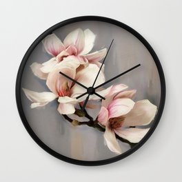 Magnolia - minimal flowers - botanical art Wall Clock