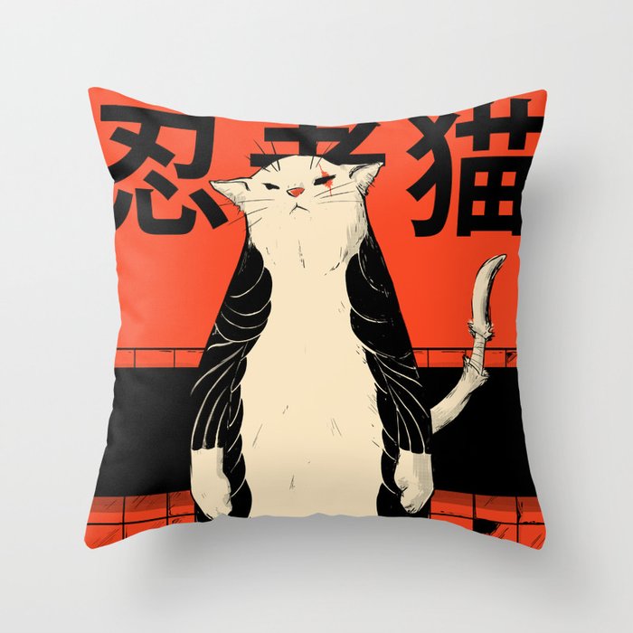 Neko ninja 2 Throw Pillow