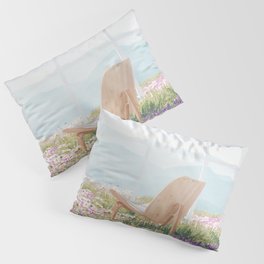 One with nature; bio home of the future with meadows of flowers and solar windows color magical realism photograph / photography Pillow Sham
