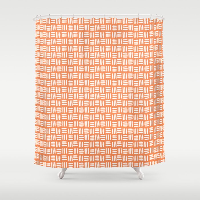 Orange And White Tribal Shower Curtain By Handandheartdesigns