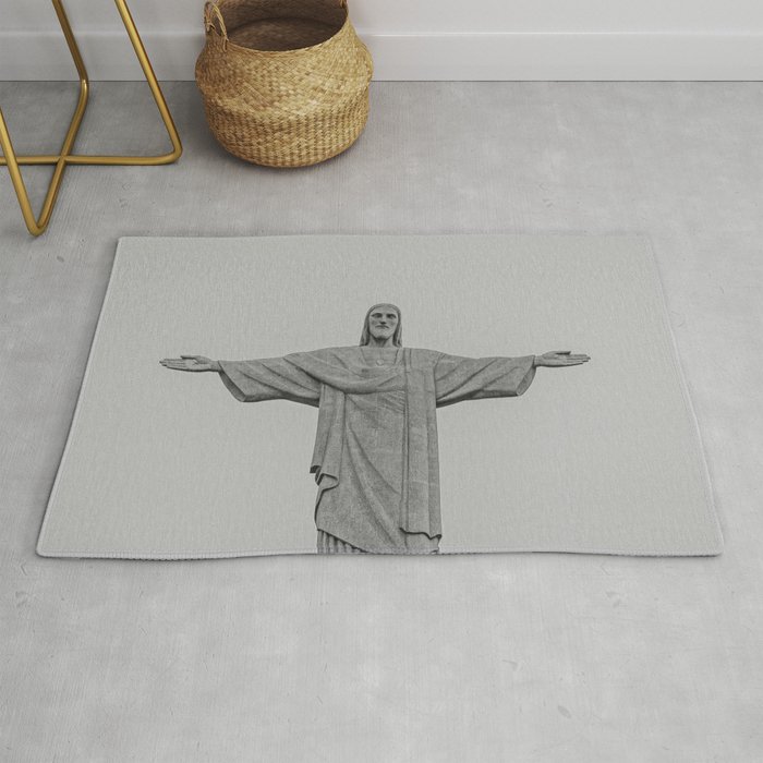 Brazil Photography - Christ The Redeemer Under The Gray Sky Rug