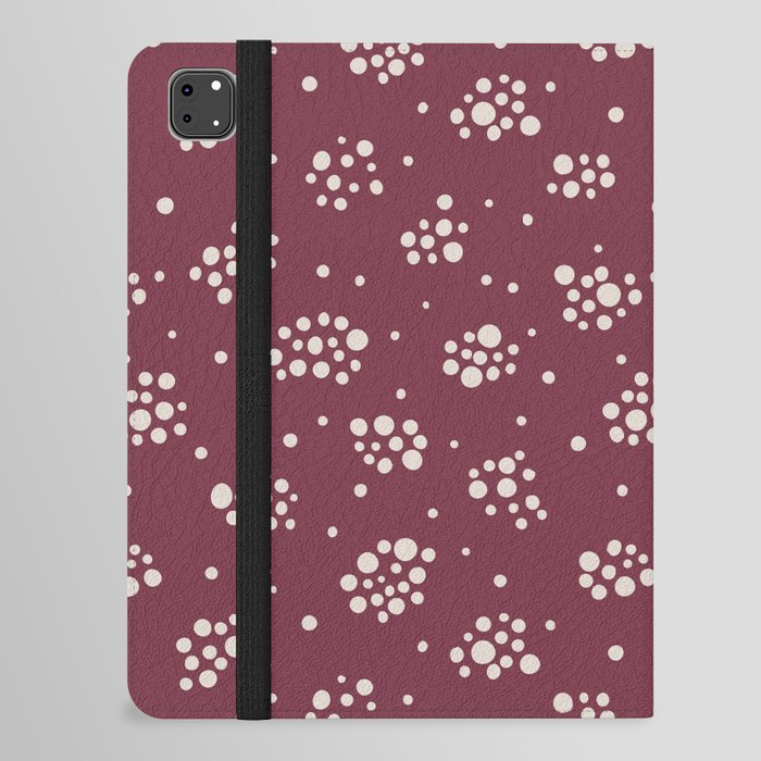 Cute white dot clouds on red background iPad Folio Case