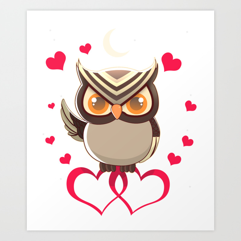 Night Owl Hearts Happy Valentine S Day T Shirt Art Print By Thebeardstudio Society6