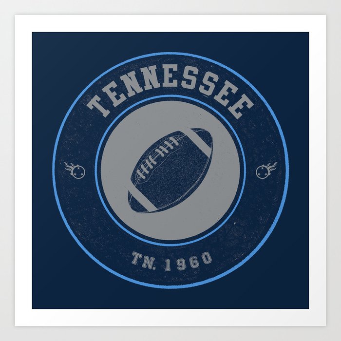 Tennessee football vintage logo navy Art Print