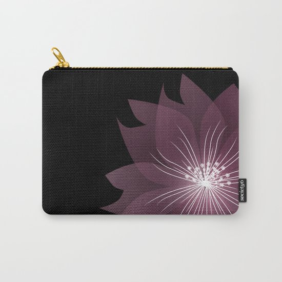 Burgundy flowers on black background . Carry-All Pouch