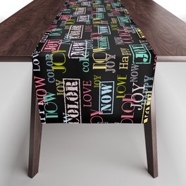 Enjoy The Colors - Colorful modern abstract typography pattern on black background  Table Runner