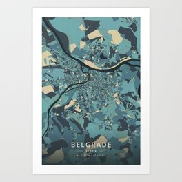 Belgrade, Serbia - Cream Blue Art Print