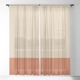 Minimalist Color Block Solid in Mid Mod Beige and Orange Sheer Curtain