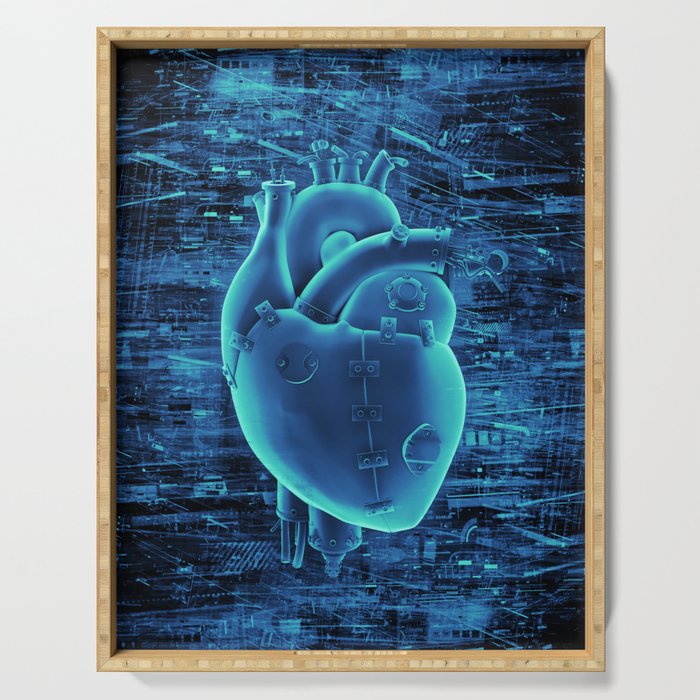 Gamer Heart BLUE TECH / 3D render of mechanical heart Serving Tray