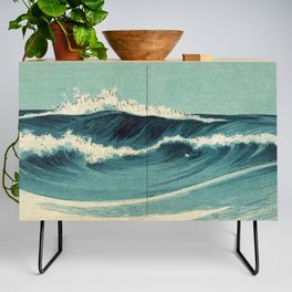 Japan Waves Beautiful sea with Blue Pattern Credenza