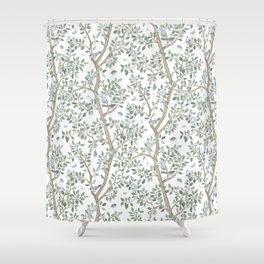 Elsie's Garden In Blues and Spruce Shower Curtain