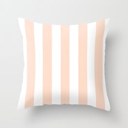 Unbleached silk pink - solid color - white vertical lines pattern Throw Pillow