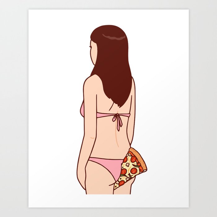 Girl & Pizza : Hip Art Print