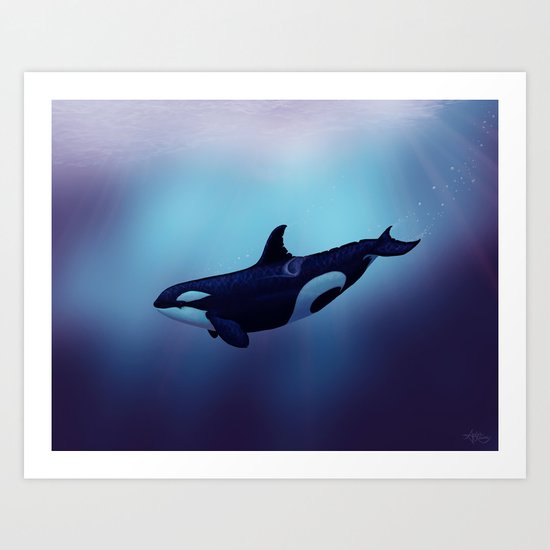 "Lost in Fantasy" by Amber Marine ~ Orca / Killer Whale Art, (c) 2015 Art Print