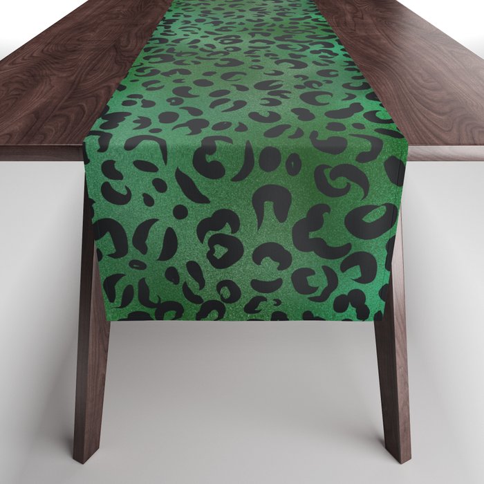 Animal print,leopard, cheetah print,light green background  Table Runner