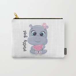 Children's Shirt Girl Hippo Birthday Gift Carry-All Pouch