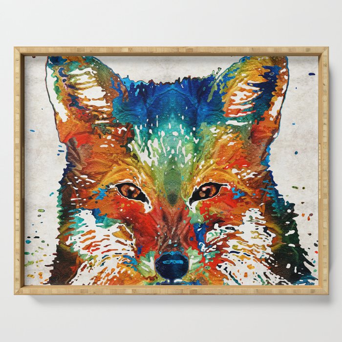 Colorful Fox Art - Foxi - By Sharon Cummings Serving Tray