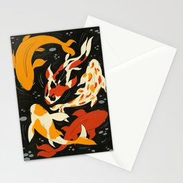Koi in Black Water Stationery Card