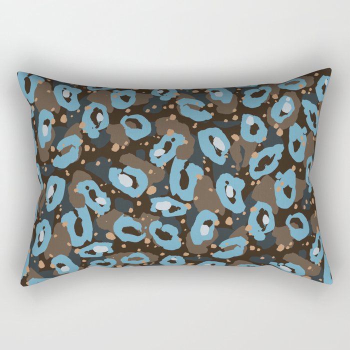Blue Leopard  Rectangular Pillow