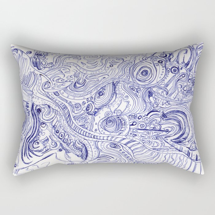 Blue Ink Rectangular Pillow