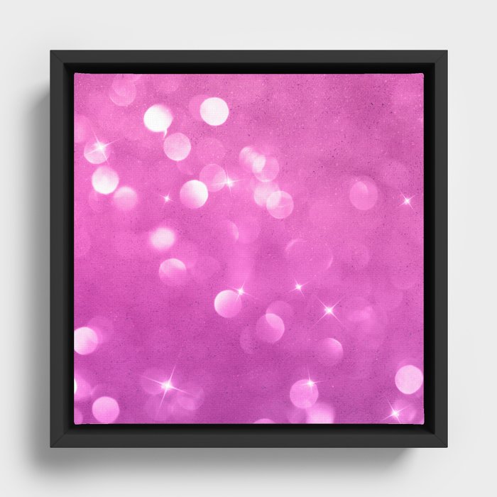 Abstract Pink Lilac White Bokeh Glitter Gradient Framed Canvas