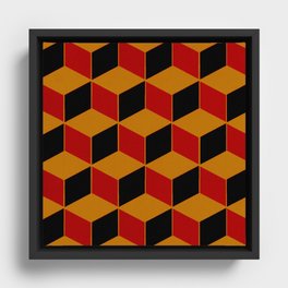 Cube wall - red & black & yellow Framed Canvas