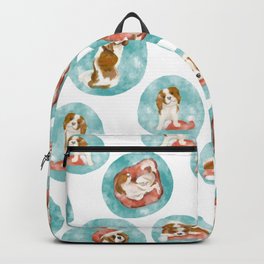 Cavalier King Charles Spaniel Dog with Santa hat for Christmas Holiday - white Backpack