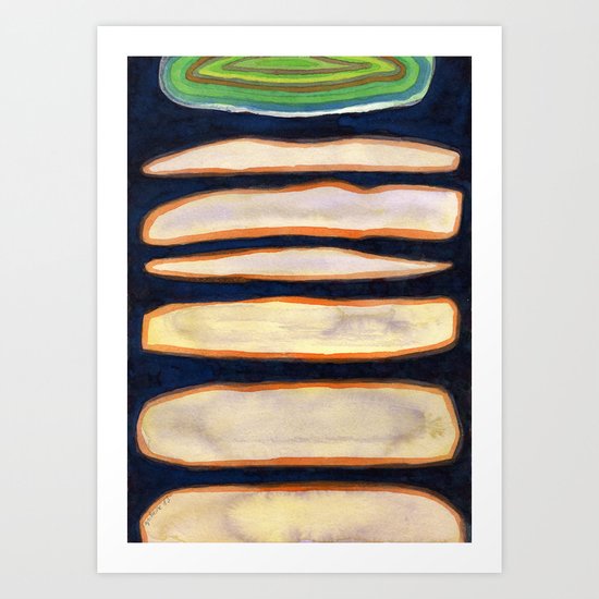 Green Cloud over Floating Shapes Art Print