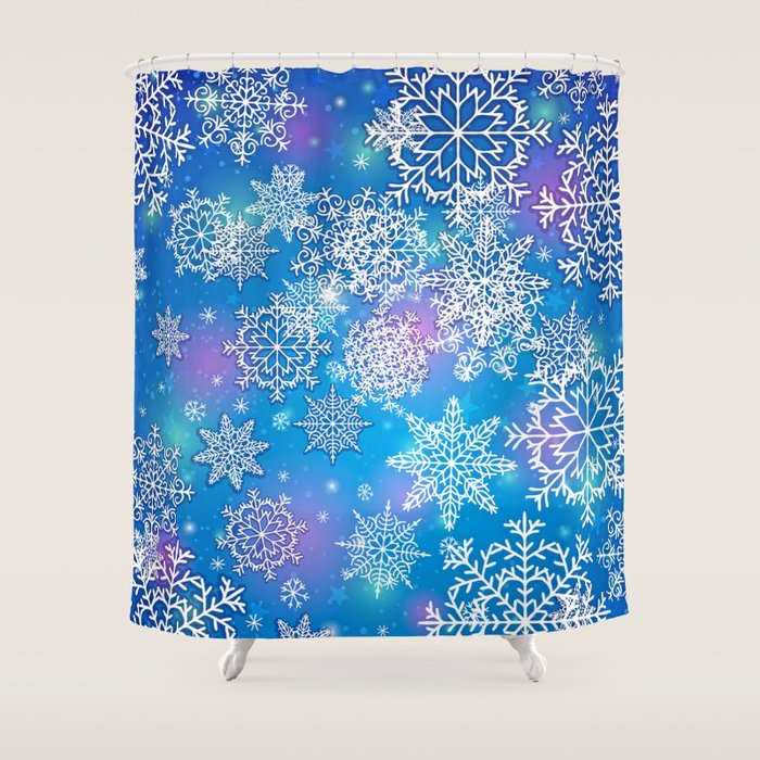 Snowflake Background Blue Purple Shower Curtain By Etnousta Society6