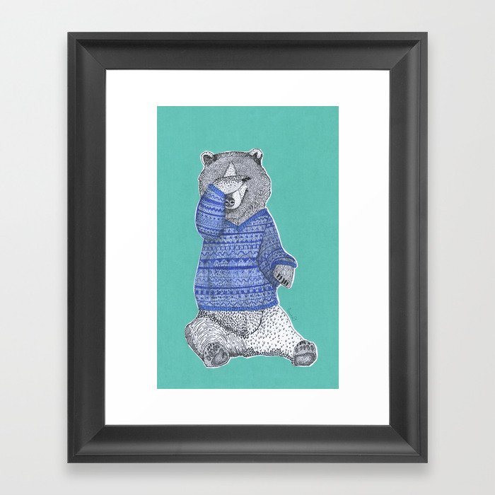Shy Bear Framed Art Print