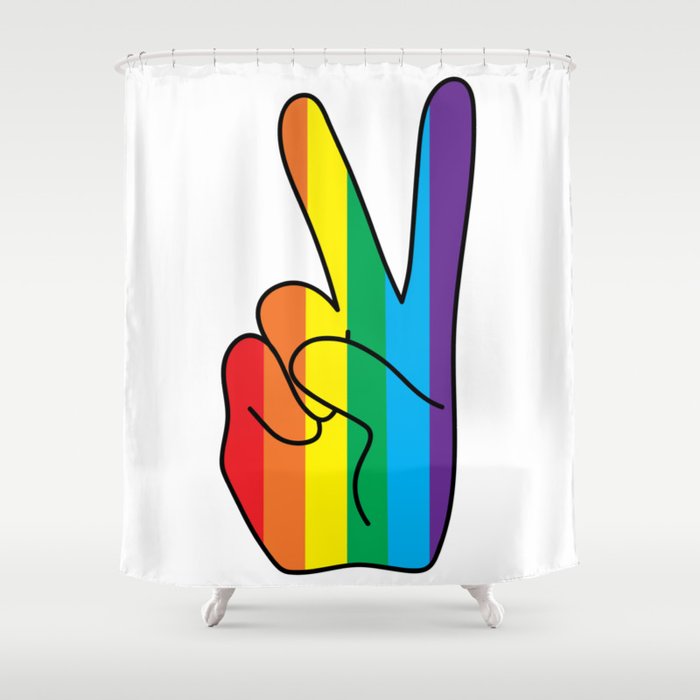 Rainbow Peace Sign Shower Curtain By Judgeart Society6