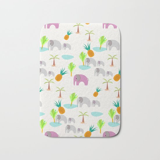 Pink Elephants Bath Mat