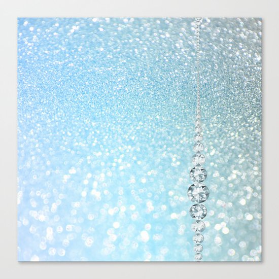 Diamonds are girls best friends I - Blue mermaid glitter texture Canvas Print